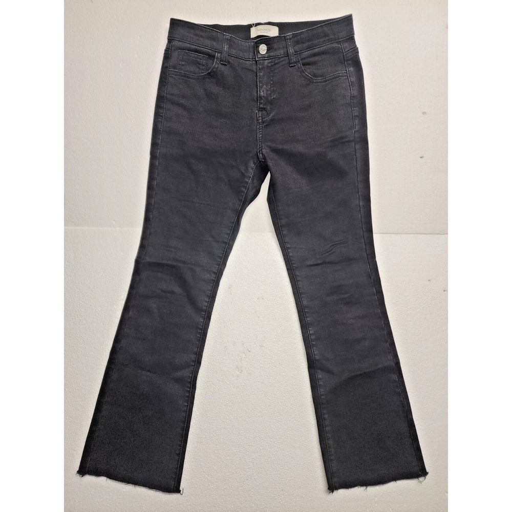 Naning9 Pants Women Large Black Denim Jeans Button Zip Stretch‎ Straight Fit